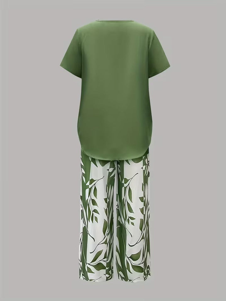 Avy™ | Lässiges Zweiteiliges Set mit Blattdruck