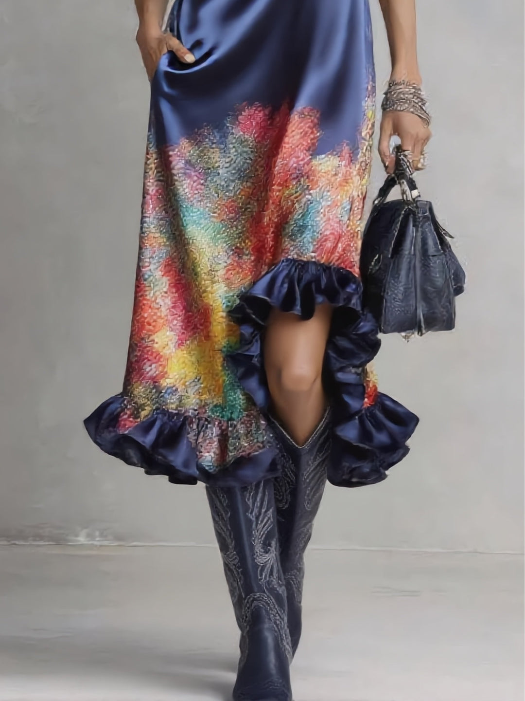 Celeste | Satinbedrucktes Midikleid
