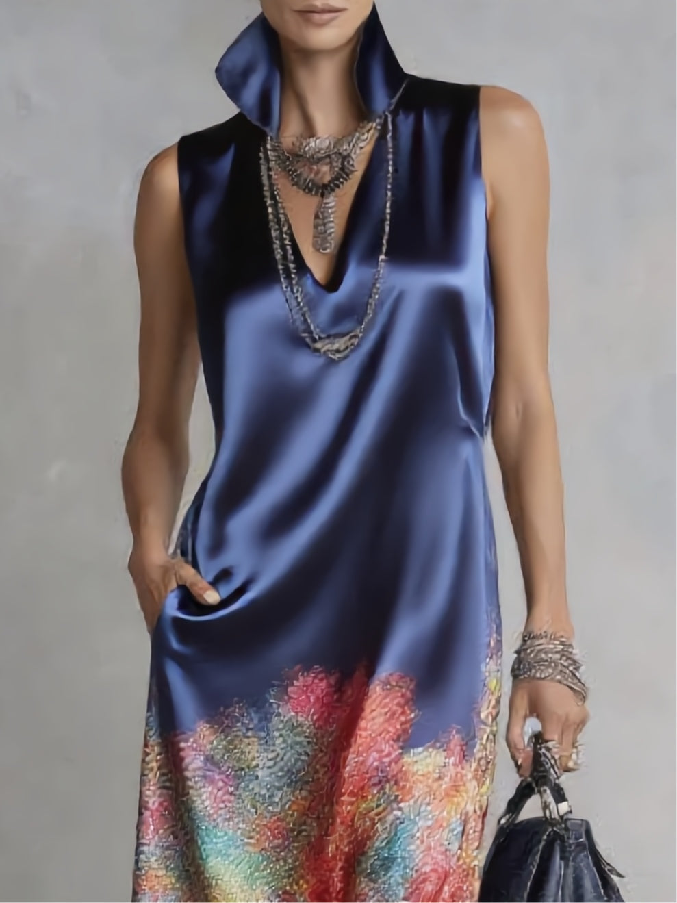 Celeste | Satinbedrucktes Midikleid