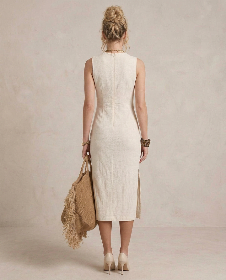 YASSI | Midi-Kleid mit Rippstruktur