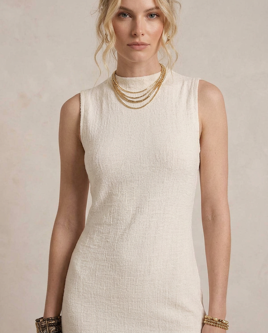 YASSI | Midi-Kleid mit Rippstruktur
