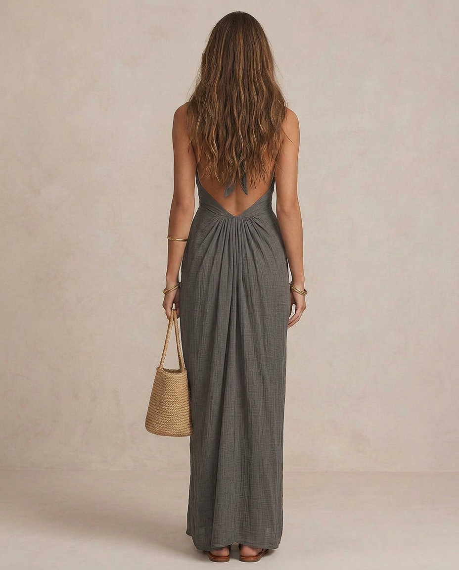 GIULIA | Maxi Kleid Boho Halter Drapiert