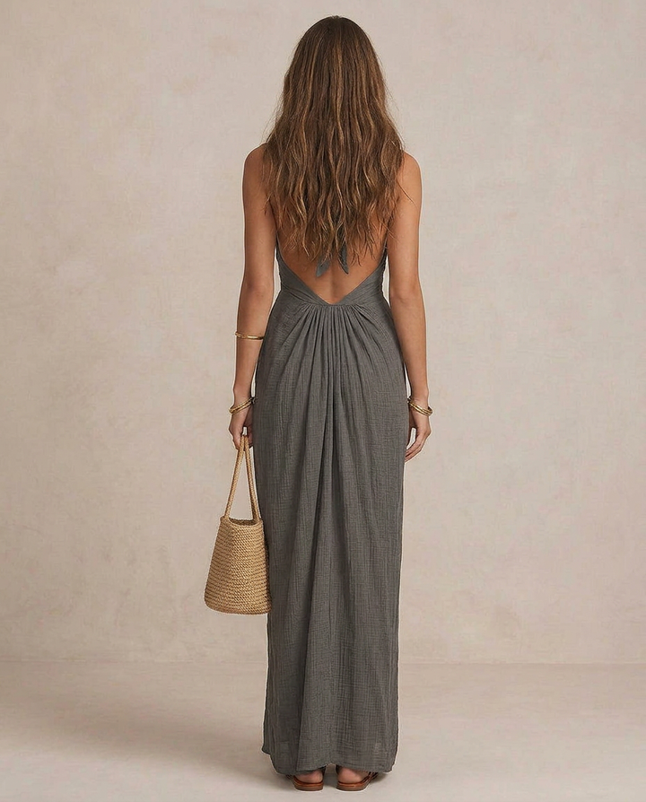 GIULIA | Maxi Kleid Boho Halter Drapiert
