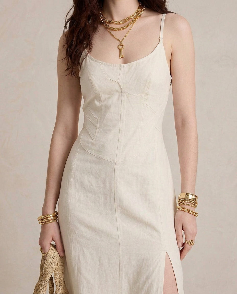 LUCIA | Maxi Kleid Weiß mit Schlitz