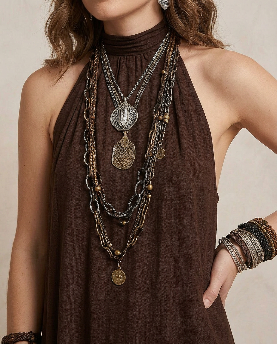 CAMILLA | Maxi Kleid Halter Dunkelbraun