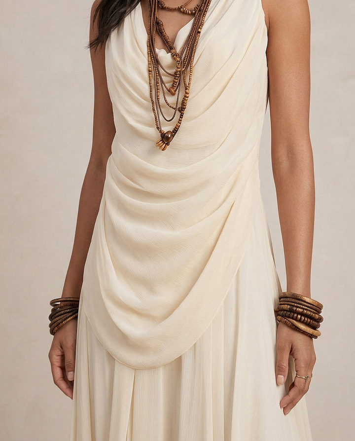 CLARA | Maxi Kleid mit Rüschen Creme