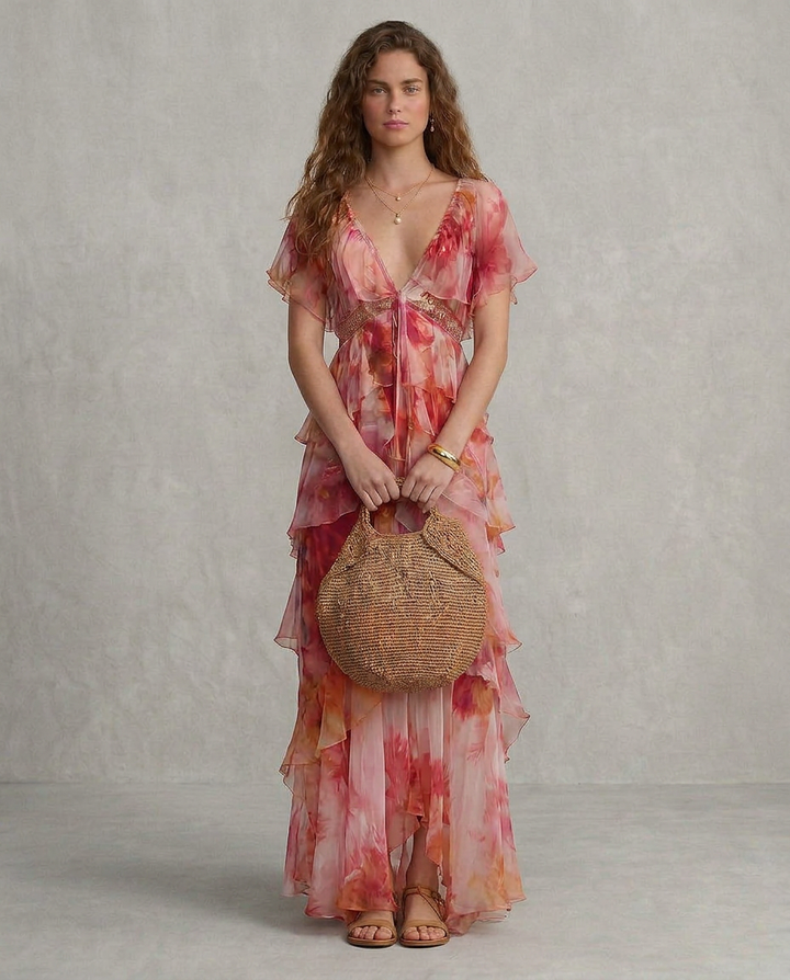 LUNA | Boho-Blumenkleid mit Volants