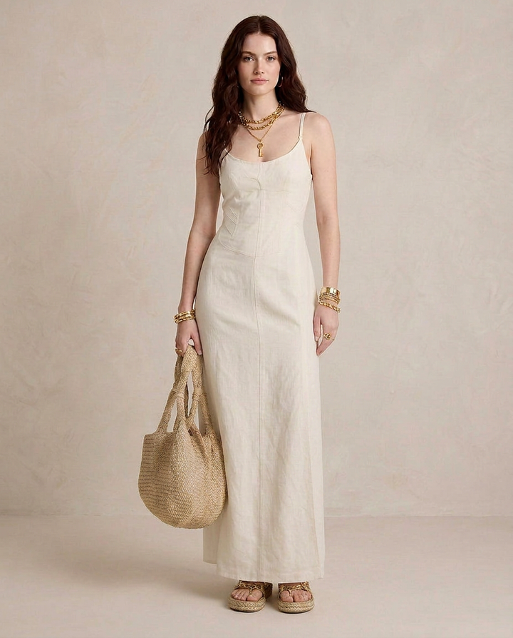 LUCIA | Maxi Kleid Weiß mit Schlitz