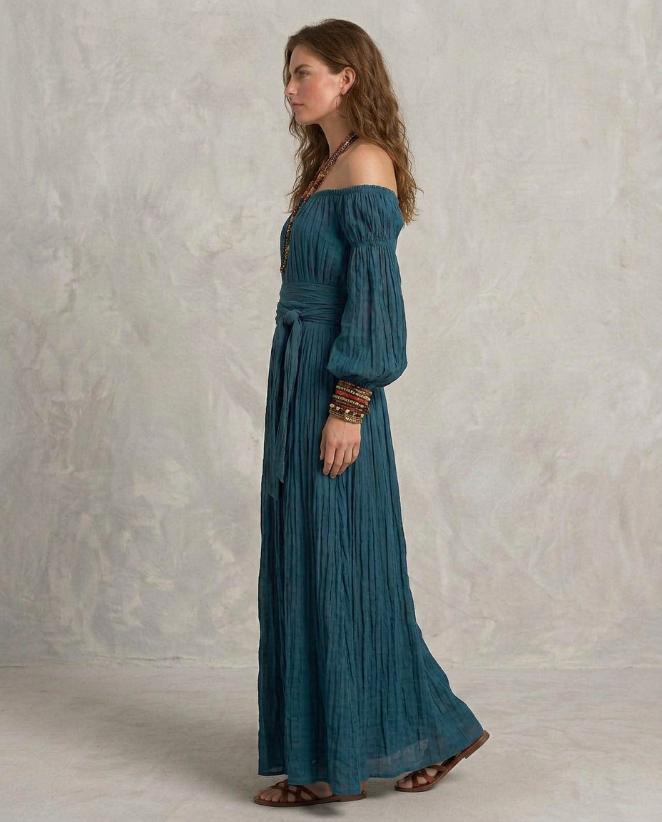ARIANA | Maxi Kleid mit schulterfreien Trägern Teal