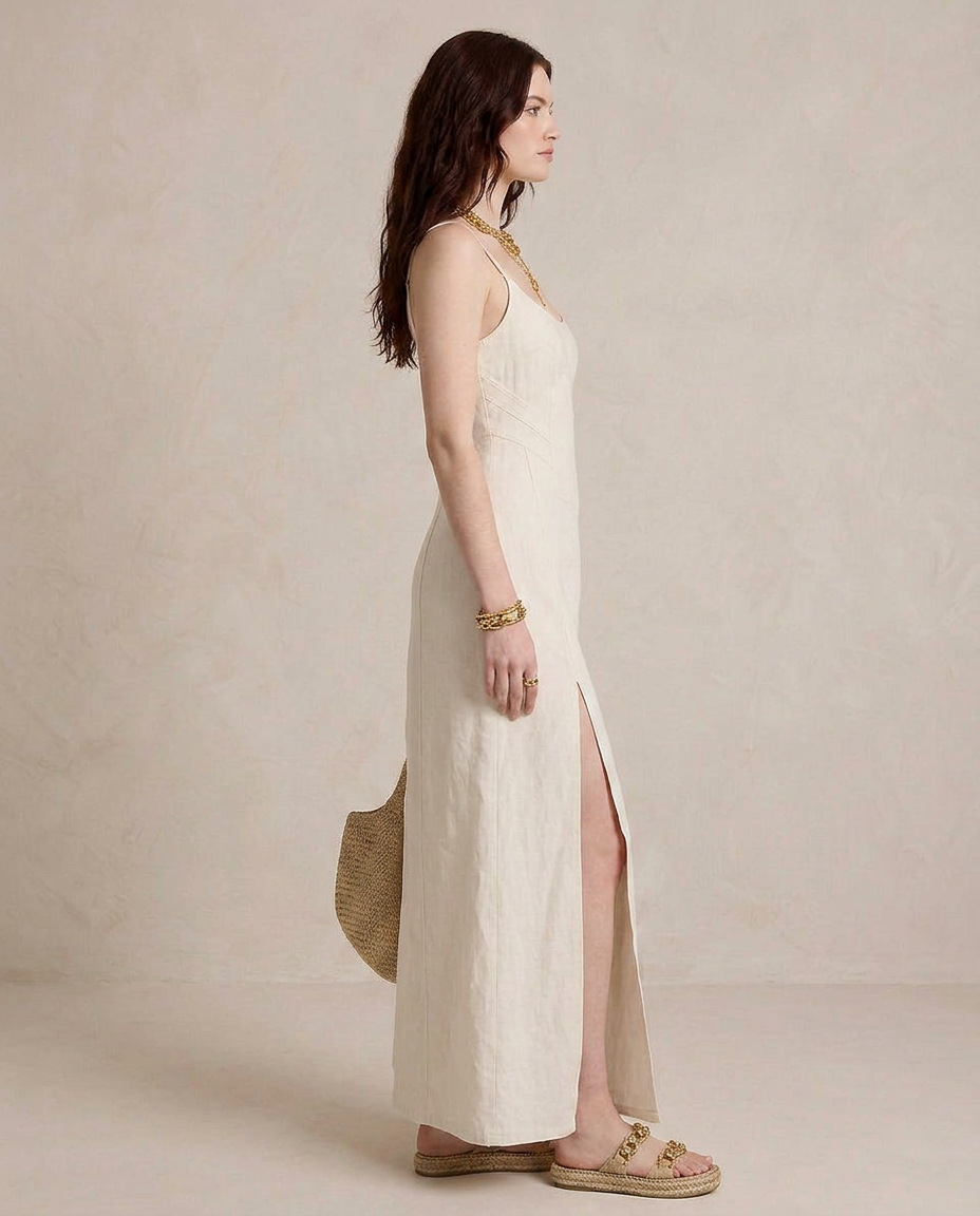 LUCIA | Maxi Kleid Weiß mit Schlitz