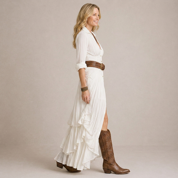 OLIVIA | Langes Kleid mit Kragen