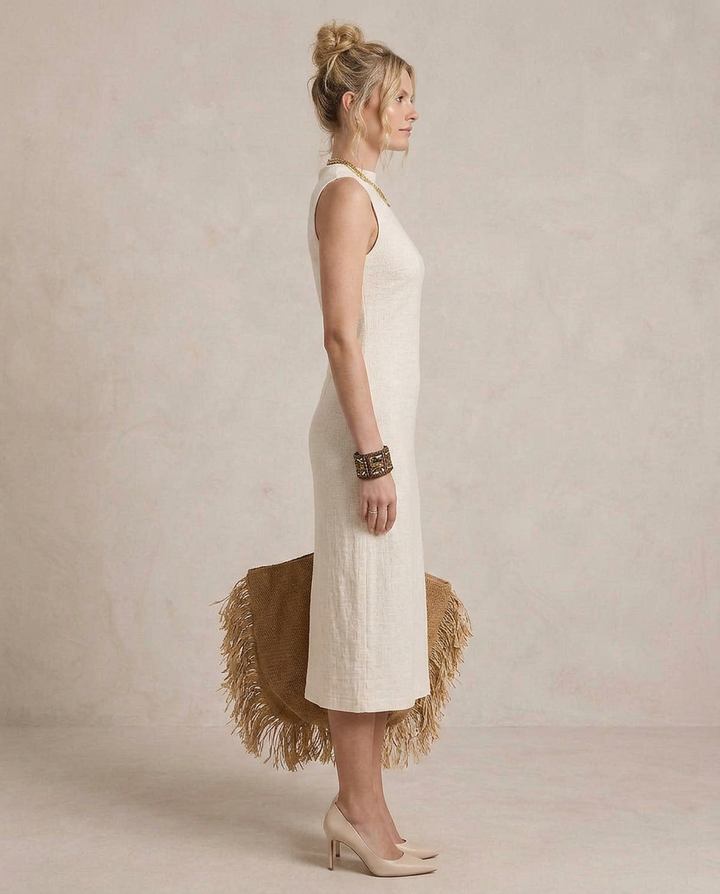 YASSI | Midi-Kleid mit Rippstruktur