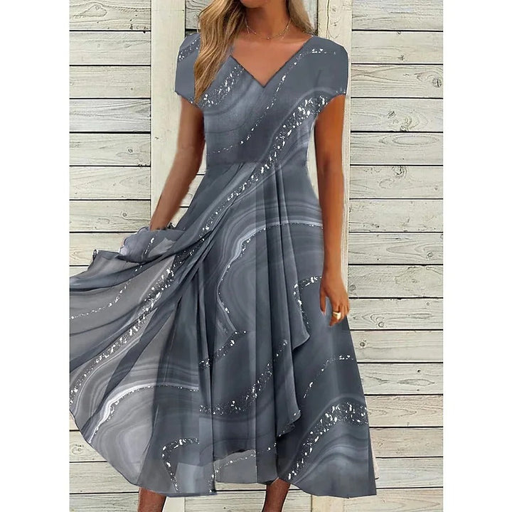 Josephine™ Elegantes V-Ausschnitt Midi-Kleid