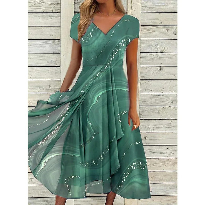 Josephine™ Elegantes V-Ausschnitt Midi-Kleid