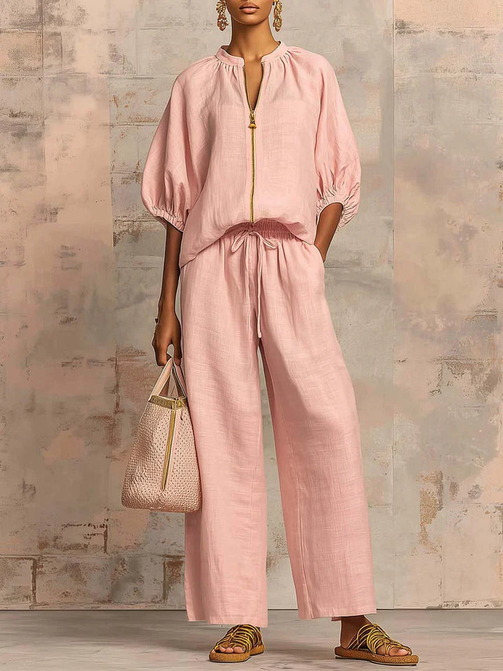 Alba | Zweiteiliges Set: Lässige Bluse und weit geschnittene Hose