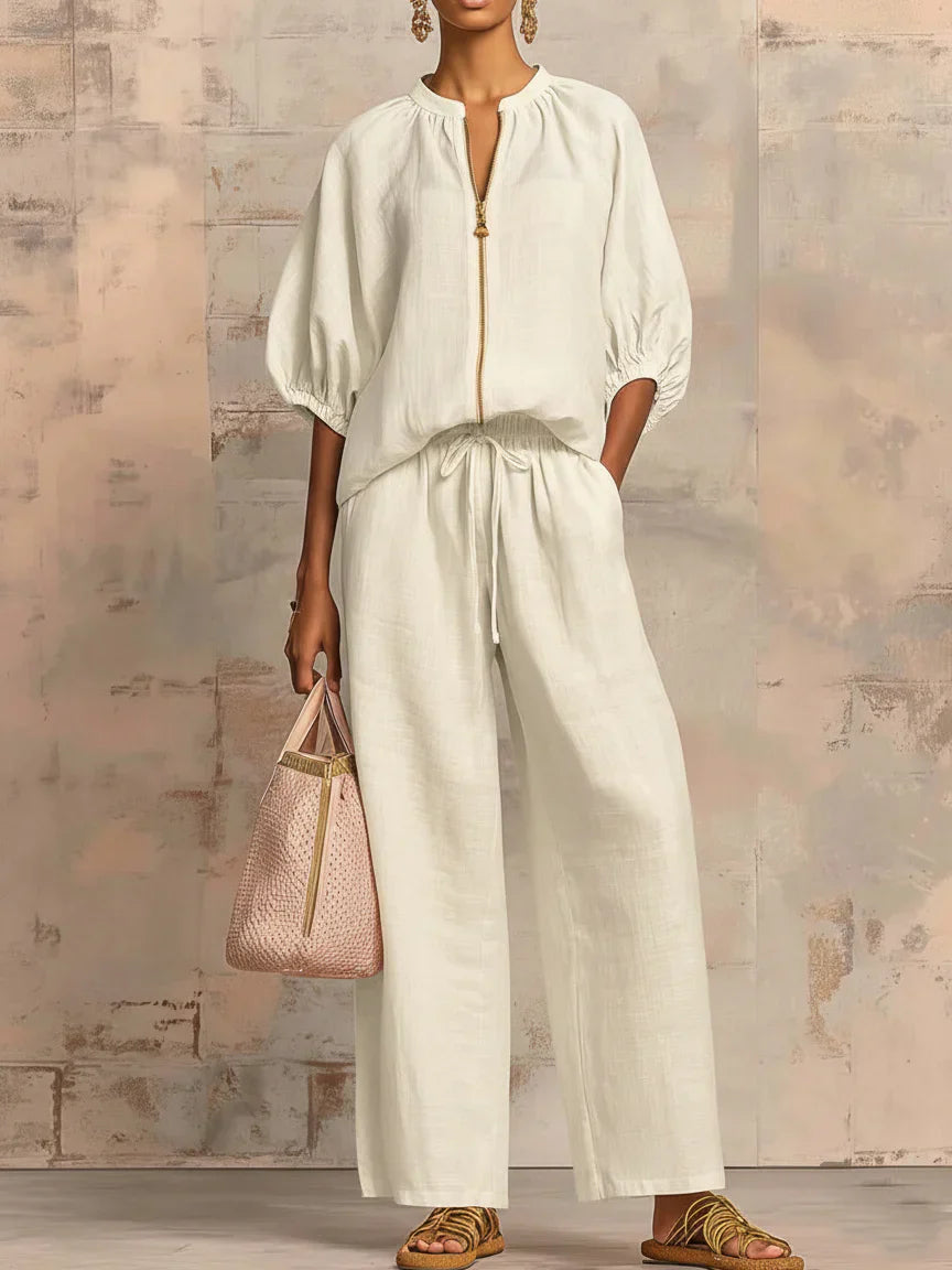 Alba | Zweiteiliges Set: Lässige Bluse und weit geschnittene Hose
