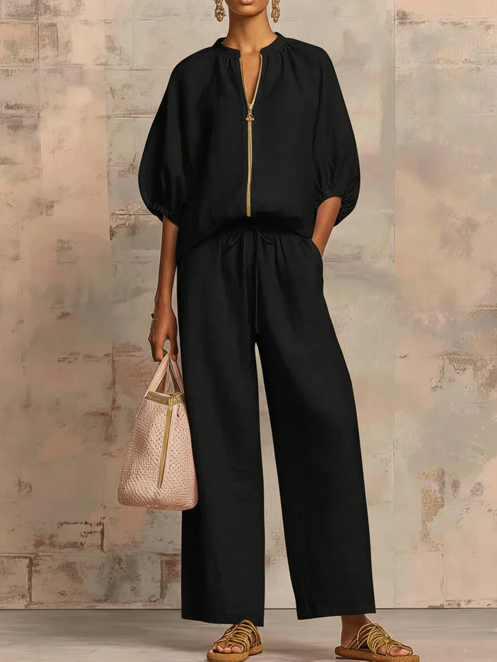 Alba | Zweiteiliges Set: Lässige Bluse und weit geschnittene Hose