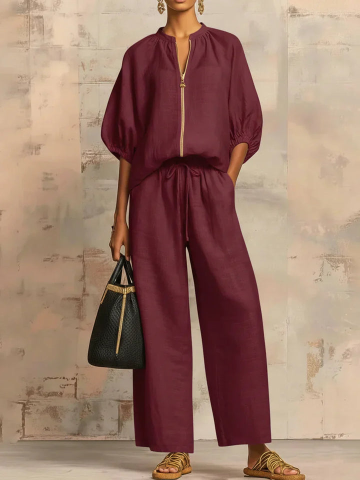 Alba | Zweiteiliges Set: Lässige Bluse und weit geschnittene Hose