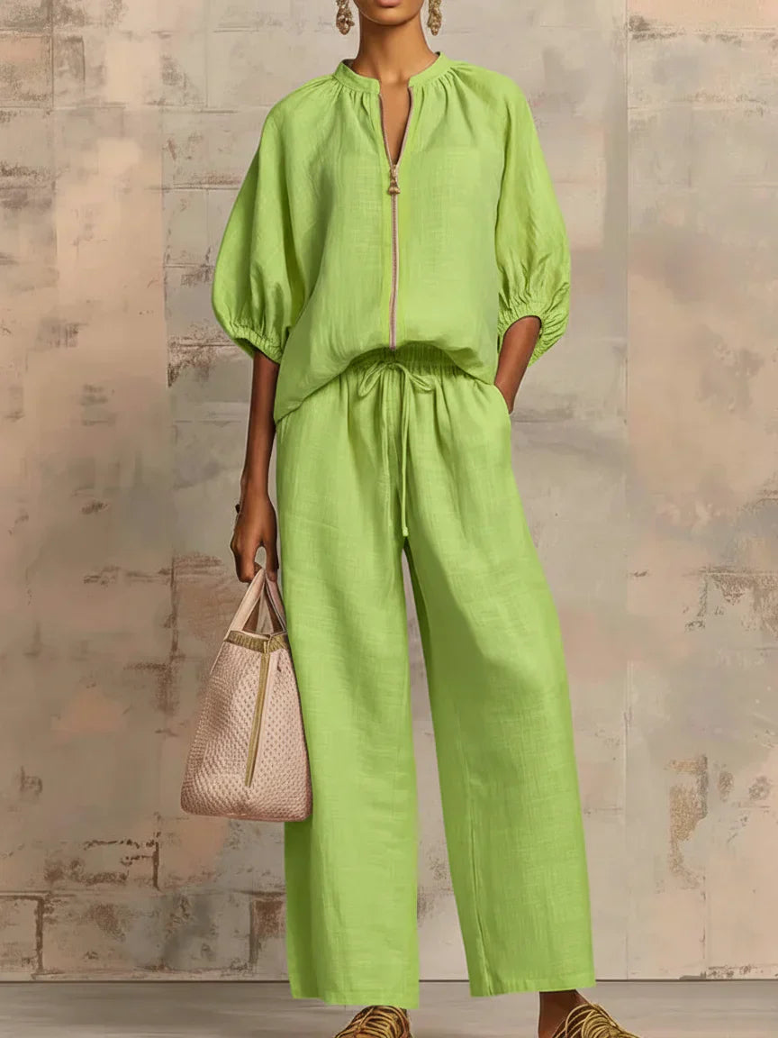 Alba | Zweiteiliges Set: Lässige Bluse und weit geschnittene Hose
