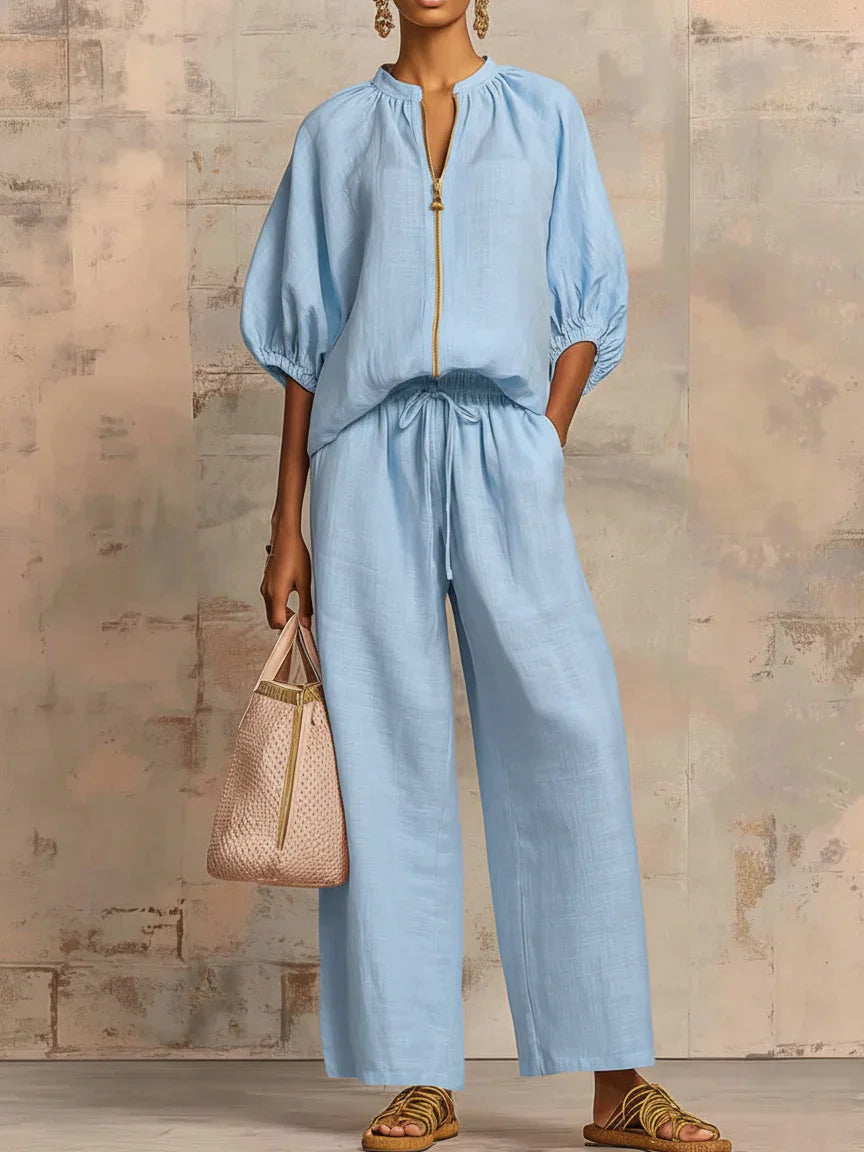 Alba | Zweiteiliges Set: Lässige Bluse und weit geschnittene Hose