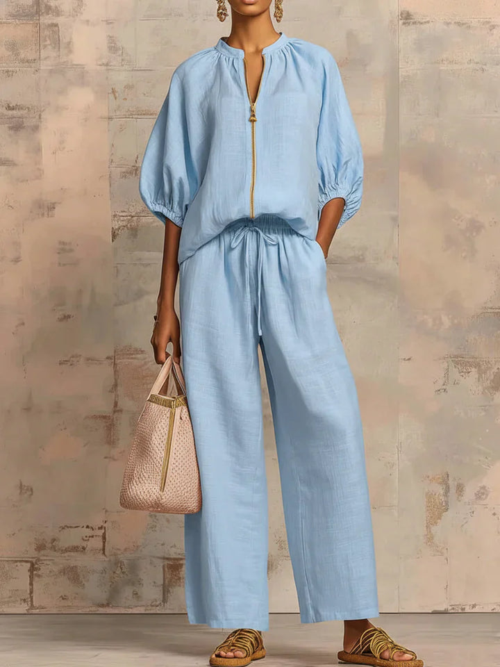 Alba | Zweiteiliges Set: Lässige Bluse und weit geschnittene Hose