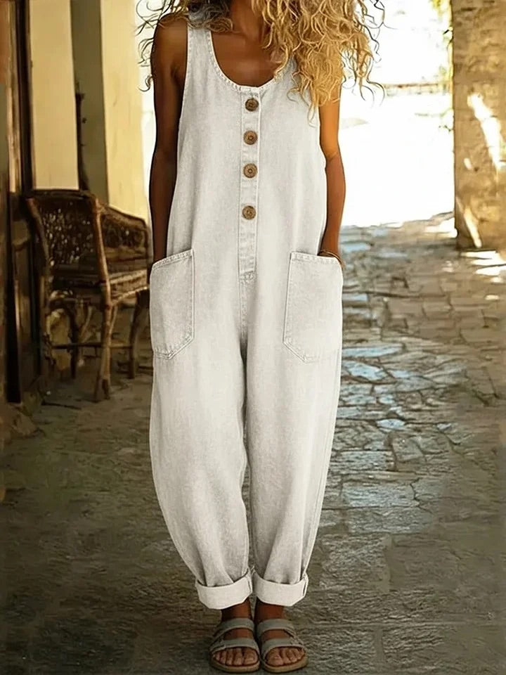 Saylor - Vintage Weicher Denim-Look Latzhose