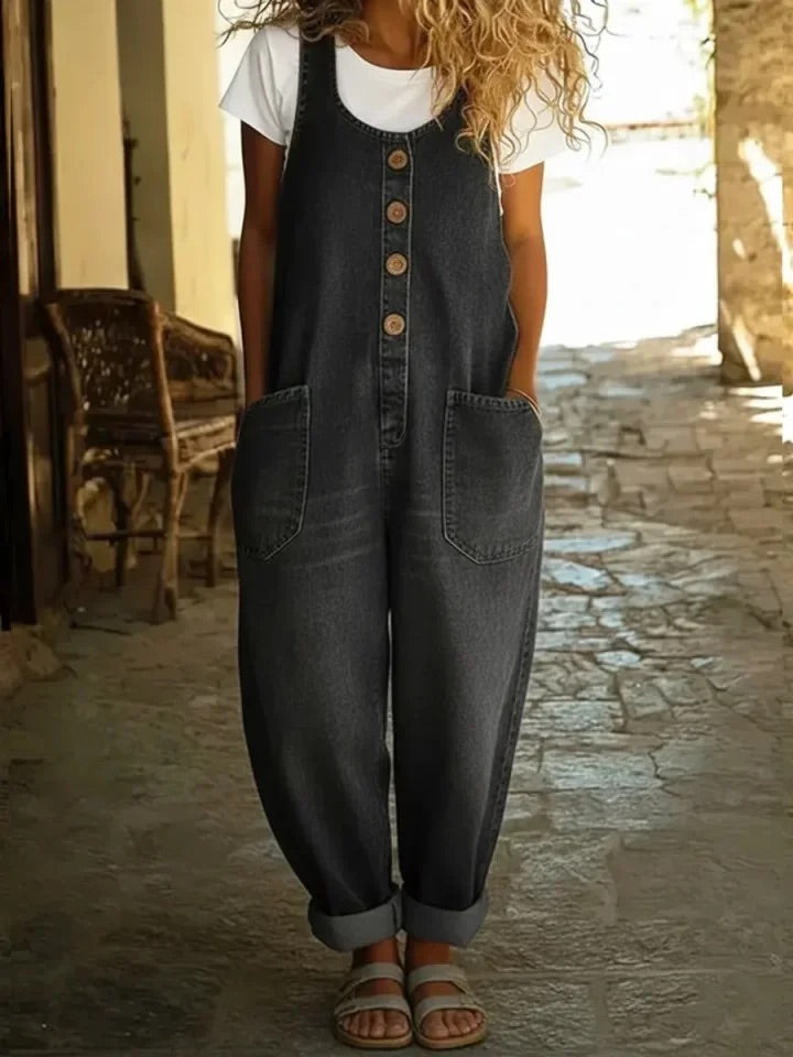 Saylor - Vintage Weicher Denim-Look Latzhose