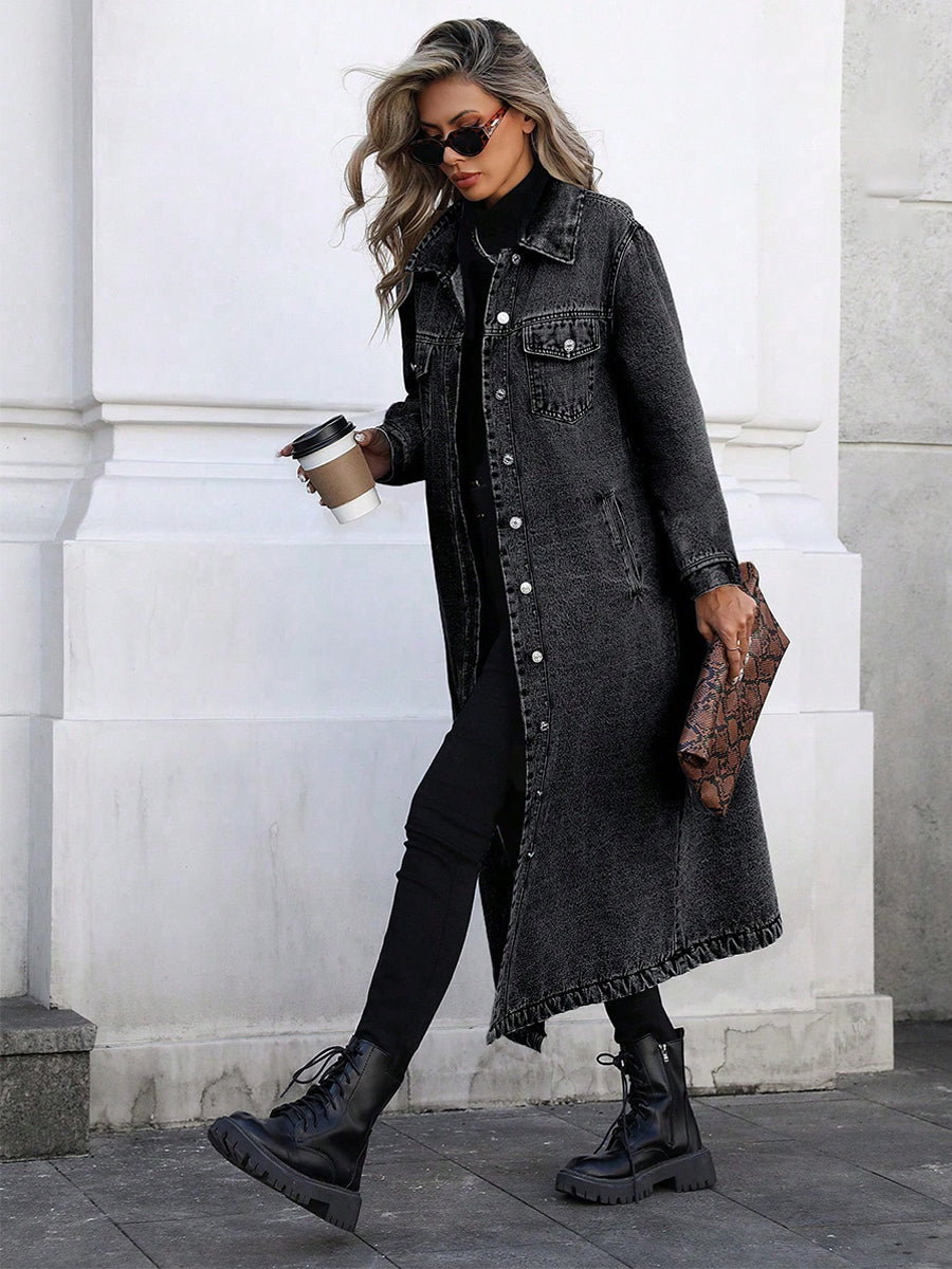 Maya | Stylische Lange Denimjacke